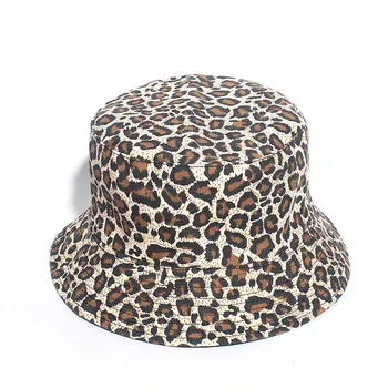 Femei Leopard de Imprimare Găleată Confortabil Respira Pliabil Barbati Beach Flat Top Soare Pescuit Pălărie înaltă calitate, tv cu Pălărie Panama pe Strada