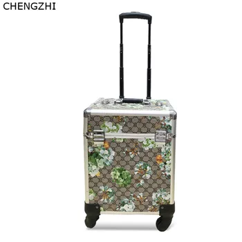 CHENGZHI machiaj de Moda cărucior cosmetice caz portabil multifuncțional de bagaje rulare de unghii de arta tatuaj frumusete valiza de călătorie