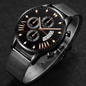 Moda Barbati de Afaceri de Lux Ceasuri Negru Plasă din Oțel Inoxidabil Curea Cuarț Încheietura Ceas Barbati Casual Clasic Ceas reloj hombre