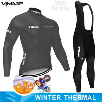 2020 Nou STRAVA PRO echipa de Bărbați de Iarnă mâneci lungi Vânt cald Lână Termica ciclism îmbrăcăminte set Jacheta Pantaloni