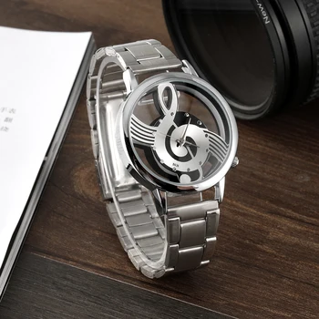 2020 Nou de Lux de Brand de Moda si Casual Notă Muzicală Notație Ceas din Oțel Inoxidabil Ceas de mana pentru Barbati si Femei Ceasuri de Argint