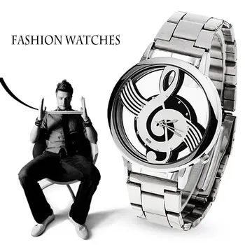 2020 Nou de Lux de Brand de Moda si Casual Notă Muzicală Notație Ceas din Oțel Inoxidabil Ceas de mana pentru Barbati si Femei Ceasuri de Argint