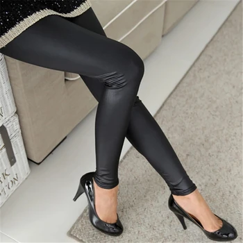Faux din Piele S-3XL Nou Toamna anului 2020 Moda Mat Pantaloni de Piele Mulati Plus Dimensiune Casual Sexy Elastic Subțire Negru Femei Jambiere