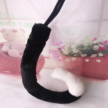 Partidul alb Cosplay Costum negru Anime Cat Coada de 70 cm de Sârmă în interiorul pentru că Drăguț Sexy Femei Fete Petrecere de Crăciun, de Paște