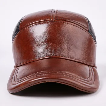 New Sosire Toamna Iarna Pălărie de Piele Barbati din Piele Pălărie de Protecție pentru Urechi Cald Atins Îngroșarea Pac în Vârstă Pălărie B-7193