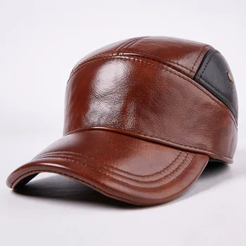 New Sosire Toamna Iarna Pălărie de Piele Barbati din Piele Pălărie de Protecție pentru Urechi Cald Atins Îngroșarea Pac în Vârstă Pălărie B-7193