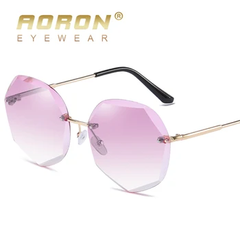 AORON Nou Ocean ochelari de Soare Tendință Ochelari Protectie UV Ochelari Femei Poligon Fara rama de Metal ochelari de Soare Cu Caz