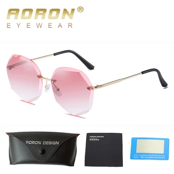 AORON Nou Ocean ochelari de Soare Tendință Ochelari Protectie UV Ochelari Femei Poligon Fara rama de Metal ochelari de Soare Cu Caz