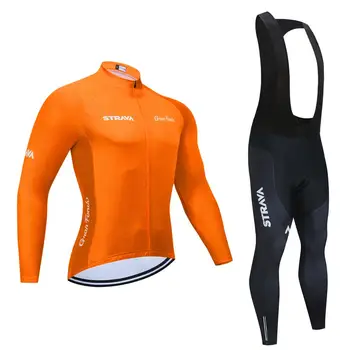 Orange 2020 STRAVA Toamnă Ciclism de Îmbrăcăminte Seturi Maneca Lunga Jersey Mens Echipa Jacheta de Primavara Set MTB Haine Ropa Ciclismo