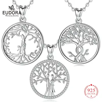 Eudora Argint Copacul vietii Pandantiv Colier nod Celtic Copac Coliere cu AAA CZ Cristal de Logodna bijuterii de nunta