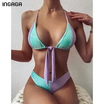 INGAGA Împinge în Sus Bikini Costume de baie Căpăstru Costume de baie Femei Sarpe de Imprimare amatorilor de Scăldat, Costume de Baie 2021 Beachwear Mozaic Set de Bikini