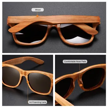 GM Lemn Natural ochelari de Soare Polarizat ochelari de Soare din Lemn UV400 ochelari de Soare ochelari de Soare din Lemn de Bambus Marca Cu Cutie de Lemn S8171