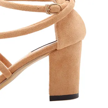 2020 nou de sex feminin Cruce curea cataramă feminin sandale cu toc gros sandale cu superficial gura peste gura pantofi mujer Pompe
