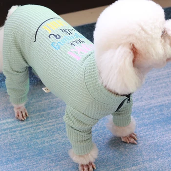 Câine De Companie Salopeta Catelus Haine Moi Elasticitatea Pulover Tesatura Salopete Pentru Câini De Talie Mică Pijama Cu Maneca Lunga Tricou Chihuahua