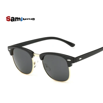Samjune Barbati Retro Nit Polarizat ochelari de Soare Clasic de Brand Designer de ochelari de Soare Unisex Jumătate Cadru femei Oculos de sol