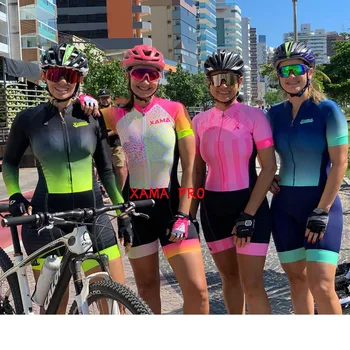 2021 XAMA Pro Femei Triatlon Maneci Scurte Jersey Ciclism Seturi Skinsuit Maillot Ropa Ciclismo Biciclete Imbracaminte Salopeta Kituri