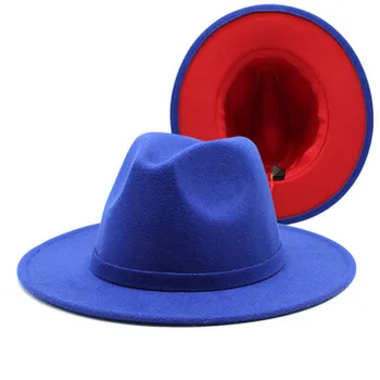 Femei pălării de iarnă de toamnă două culori diferite în interiorul pălării fedora cu bandă largă refuz jazz capace formale fascinator noi pălării de iarnă