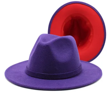 Femei pălării de iarnă de toamnă două culori diferite în interiorul pălării fedora cu bandă largă refuz jazz capace formale fascinator noi pălării de iarnă