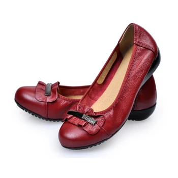 CEYANEAO de Mari Dimensiuni pantofi de Moda Femei Apartamente Rotund Toe din Piele Femei pantofi de Metal Decor Plat Pantofi Casual Femei
