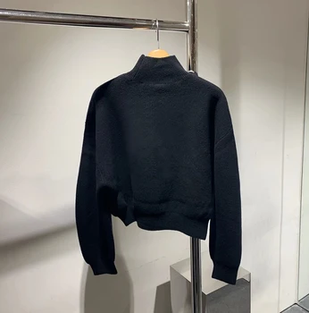 Pista designeri guler maneca lunga pulover tricotate femei 2020 toamna iarna supradimensionate tricot negru trage femme hiver