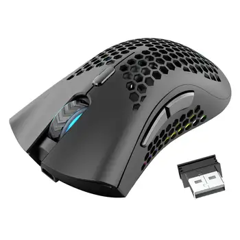 Wireless Mouse de Gaming cu Usoare Fagure de miere Shell RGB LED Backlight 1600 DPI Senzor Optic