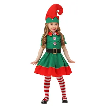 Crăciun Costume Cosplay pentru Copii Fete Elf Grinch Rochie de Anul Nou Crăciun Partidul Verde Moș crăciun Performanță Haine cu Pălărie