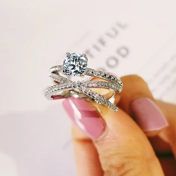 2020 nou design la modă argint 925 brand set inel de nunta pentru femei, logodnă, aniversare, petrecere, cadou, bijuterii R5441