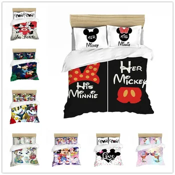Noaptea Mickey mouse-Set de lenjerie de Pat Cuplu Minunat Regina Pat King-Size Set Copii Plapuma Perna Mângâietor Seturi de lenjerie de Pat