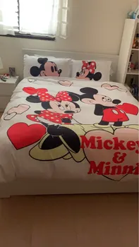 Noaptea Mickey mouse-Set de lenjerie de Pat Cuplu Minunat Regina Pat King-Size Set Copii Plapuma Perna Mângâietor Seturi de lenjerie de Pat