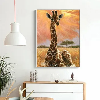 Huacan 5D DIY Diamant Pictura Girafa Plină Piața de Foraj de Diamant Broderie Animal Rășină Stras Tablou Mozaic Decor Acasă