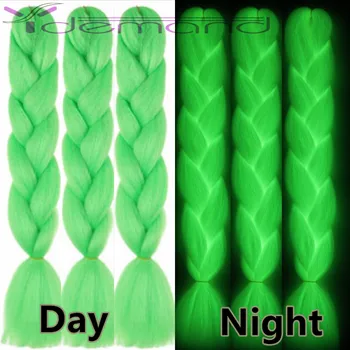Y Cererii de Neon Stralucitoare Împletirea Părului Sintetic Jum bo-Panglica Păr Strălucitor în Întuneric 24inch 100g Fluorescente de Lumină