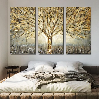 RELIABLI ARTA de Aur Copac Imagini Pentru Acasă Panza Pictura Abstractă Poster de Arta de Perete Pentru Camera de zi de Decorare Postere Si Printuri