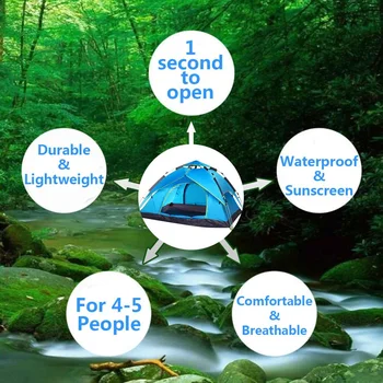 4-5 Persoane Cort Dublu Strat Impermeabil În Aer Liber Turistice De Camping Drumetii Majorare De Călătorie Juca Cort Armata Verde Albastru