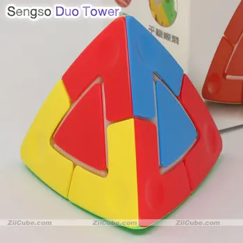 Sengso Cub Magic Pyramorphix FanXin cub Pyuamid 2x2 Magic Duo Turn Stickerless 4 Fete Puzzle Profesionale Edcuational Jucarii