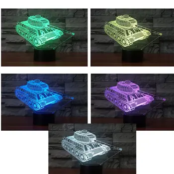 7 Culori Schimbare Lampă de Birou 3D Lampa LED Lumina de Noapte Rezervor de Forma Atinge Lampa de Masa Stereoscopic Iluminare