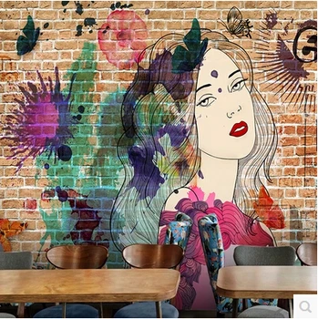 Foto personalizat tapet 3D stereo Retro zid de cărămidă fată de personalitate graffiti tapet mural Bar, Cafenea, magazin de moda tapet