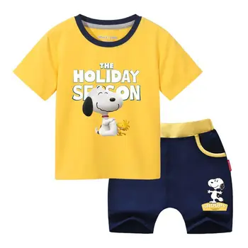 Snoopy vara de desene animate de bumbac pentru copii boys moda cu mânecă scurtă tricou + pantaloni casual scurt costum set
