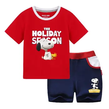 Snoopy vara de desene animate de bumbac pentru copii boys moda cu mânecă scurtă tricou + pantaloni casual scurt costum set