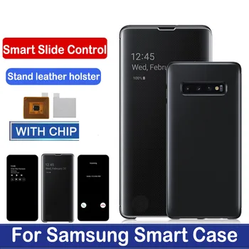 Cip inteligent Oglinda Flip Caz Pentru Samsung Galaxy S10 S8 S9 Plus din Piele Caz Acoperire pentru Samsung Nota 10 8 9 5 S8 S9 Plus S6 S7 Edge