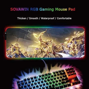MRG Anime Saint Seiya Calculator Gaming Mousepad RGB Mare Ilumina Mouse Pad Gamer de PC de Birou Play Mat, cu iluminare din spate 90X40CM