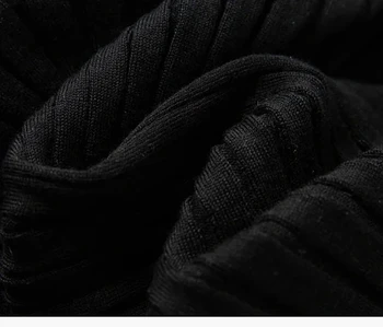 2020 Nouă Dungi Tricotate Pulover Femei Guler de Turn-down silueta cu nervuri doamnelor maneca lunga tricotaje Buzunar Pulover de sus