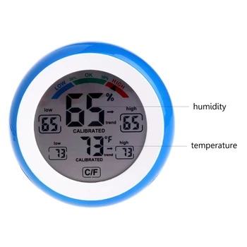 LCD Display Interior Termometru Higrometru Rotund Umiditate Metru Stație Meteo
