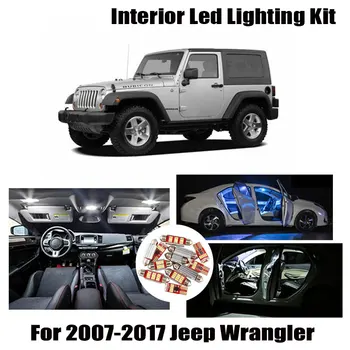 10 Becuri Albe Canbus LED-uri Auto Hartă plafoniera de Interior Kit potrivit Pentru Jeep Wrangler 2007-2016 2017 Portbagaj Lampa plăcuței de Înmatriculare