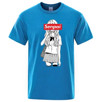 Senpai Anime Fată Nerdy Print T Camasa de Vara din Bumbac pentru Bărbați T-shirt Manga Streetwear Tee Tricou Unisex Harajuku Haine Topuri Tricouri