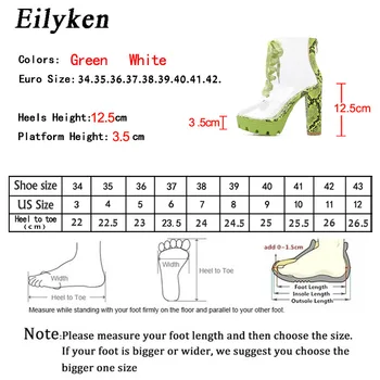 Eilyken Sexy din PVC Transparent Rotund Toe Glezna Cizme cu Fermoar Moda Verde Serpentine Dantela-up Platformă Înaltă Femei Pantofi de Toamnă