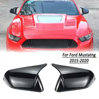 Negru lucios/Fibra de Carbon de Culoare NOU-UV Protejat cu Strat transparent Pentru Ford Mustang-2019 Partea Capac Oglinda Retrovizoare
