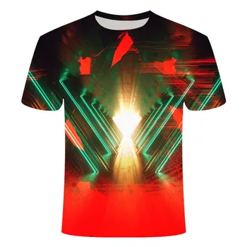 Figura geometrica vârtej T-shirt pentru bărbați și femei amețit tricou 3D amuzant hipnotic tricou casual de vara T-shirt colorat plus dimensiune T-