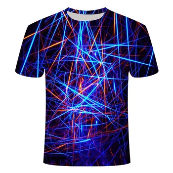 Figura geometrica vârtej T-shirt pentru bărbați și femei amețit tricou 3D amuzant hipnotic tricou casual de vara T-shirt colorat plus dimensiune T-