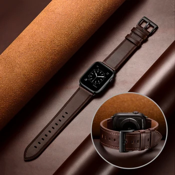 Maro-roșcat Ulei de piele, Piele naturala watchstrap banda pentru iwatch 5 4 44mm pentru apple watch band 42mm Bărbați curea din Piele Brățară