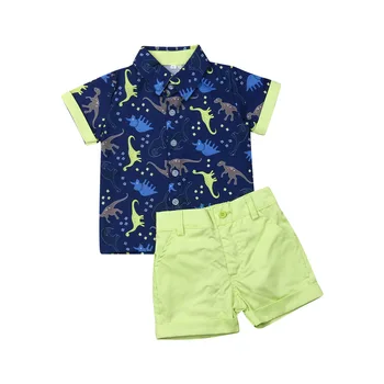 Copilul Nou-născuți pentru copii Copii, Băieți 12M-5T Haine cu Maneci Scurte dinozaur Print T-shirt, Blaturi+Pantaloni scurti Costume Seturi